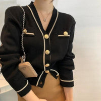 AllisasVest – Women's V-Neck Cardigan-Black-One Size-State of Style