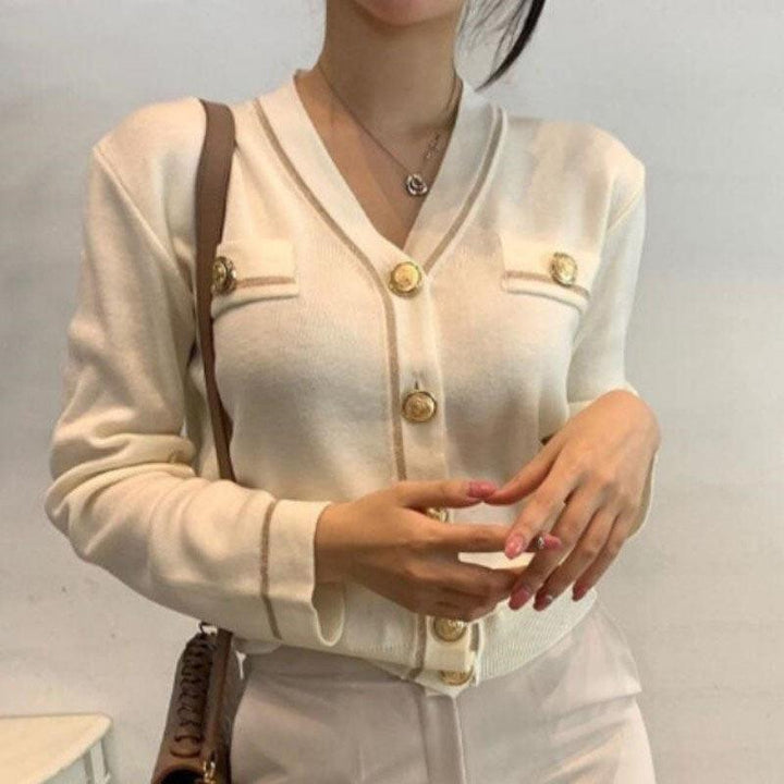 AllisasVest – Women's V-Neck Cardigan-White-One Size-State of Style
