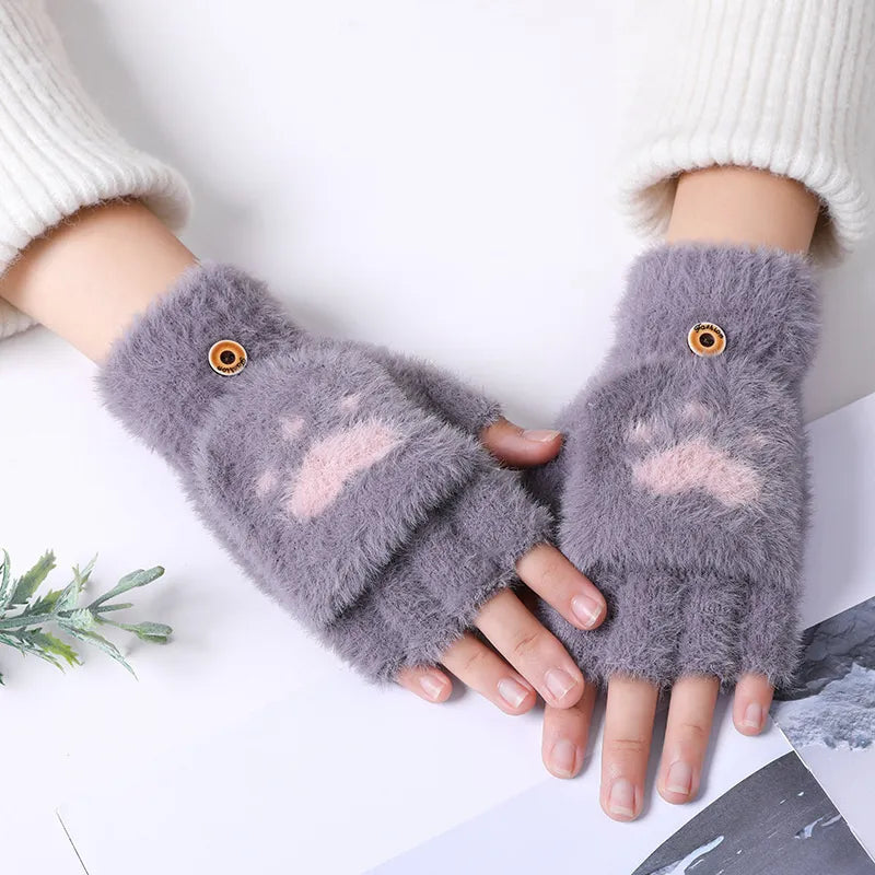 Ally Flip Mink Mittens | Cute and Comfortable-Dark Grey-State of Style