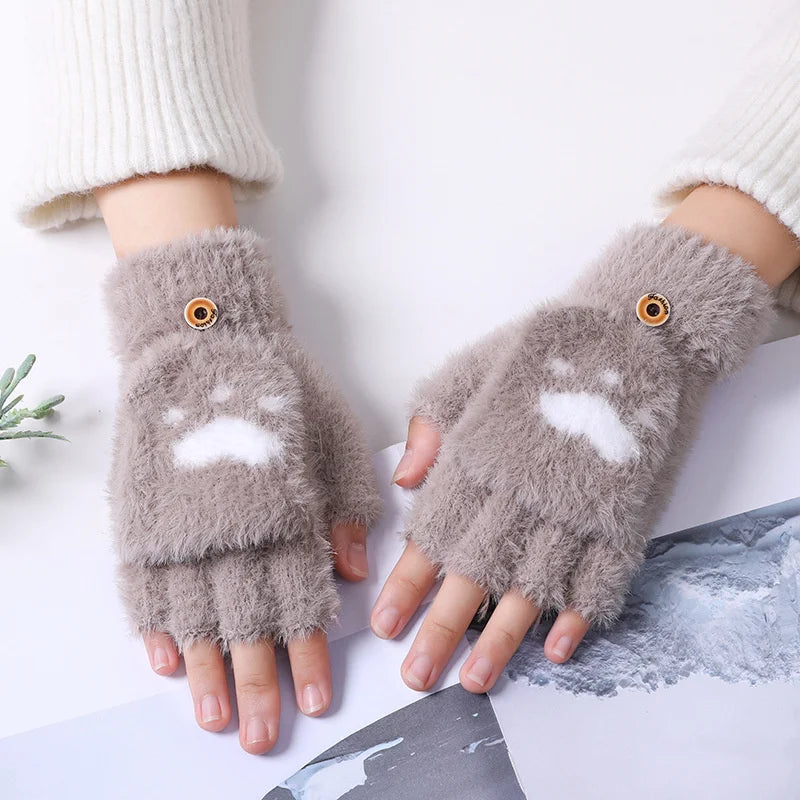 Ally Flip Mink Mittens | Cute and Comfortable-Khaki-State of Style
