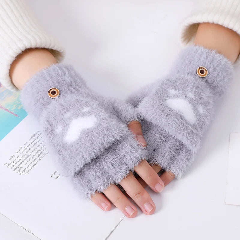 Ally Flip Mink Mittens | Cute and Comfortable-Light Grey-State of Style
