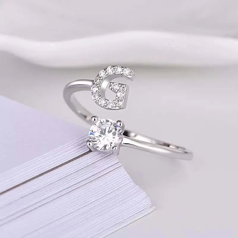 Alphabet Letter Ring | Silver | Adjustable-Silver-A-State of Style