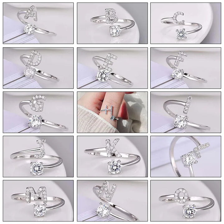 Alphabet Letter Ring | Silver | Adjustable-Silver-A-State of Style
