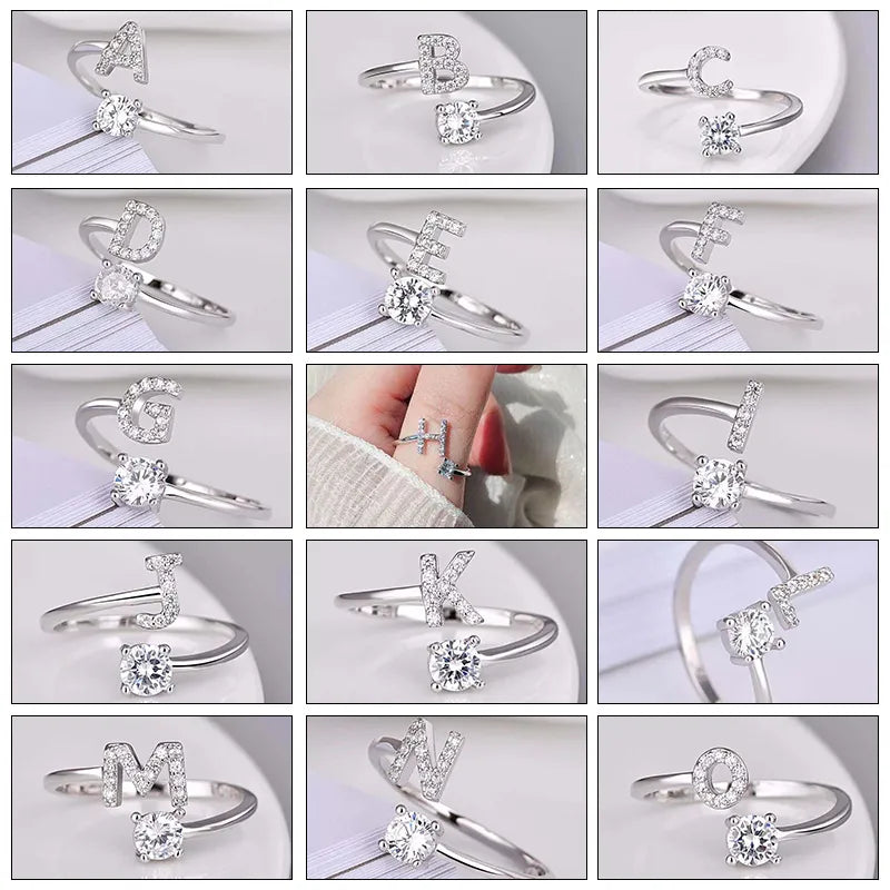 Alphabet Letter Ring | Silver | Adjustable-Silver-A-State of Style