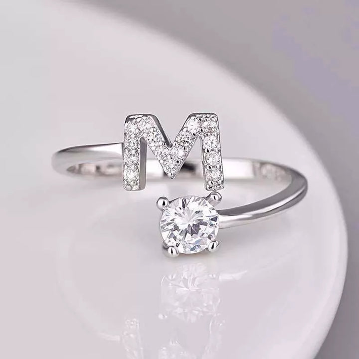 Alphabet Letter Ring | Silver | Adjustable-Silver-A-State of Style