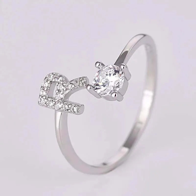 Alphabet Letter Ring | Silver | Adjustable-Silver-A-State of Style