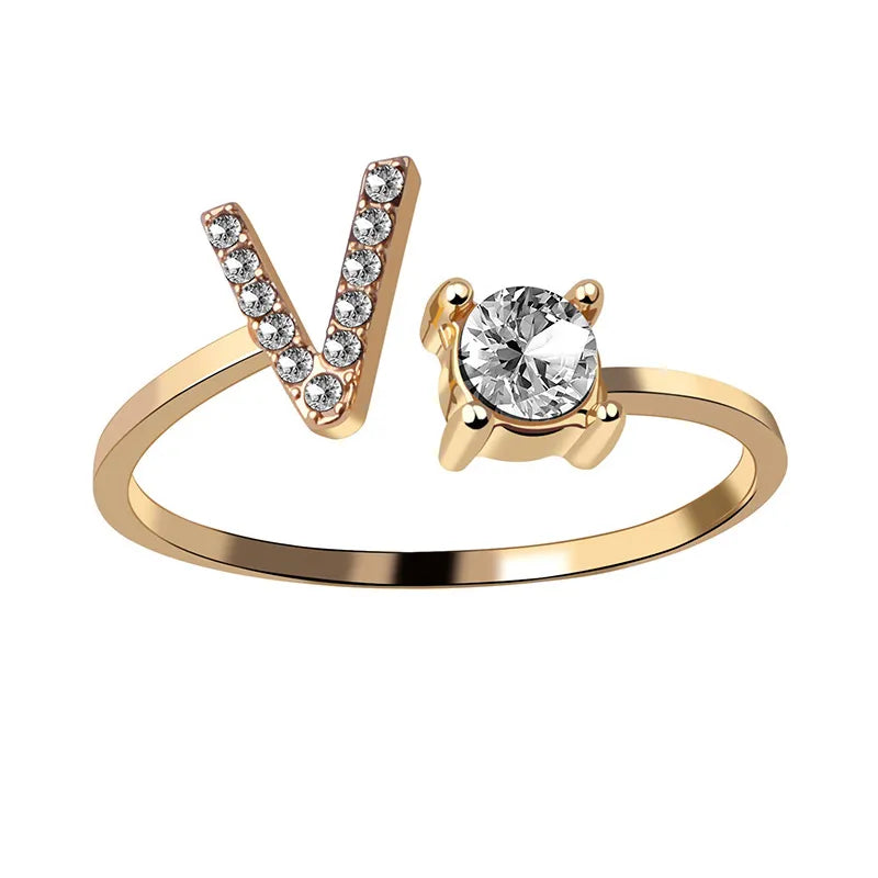 Alphabet Letter Ring | Silver | Adjustable-Silver-A-State of Style
