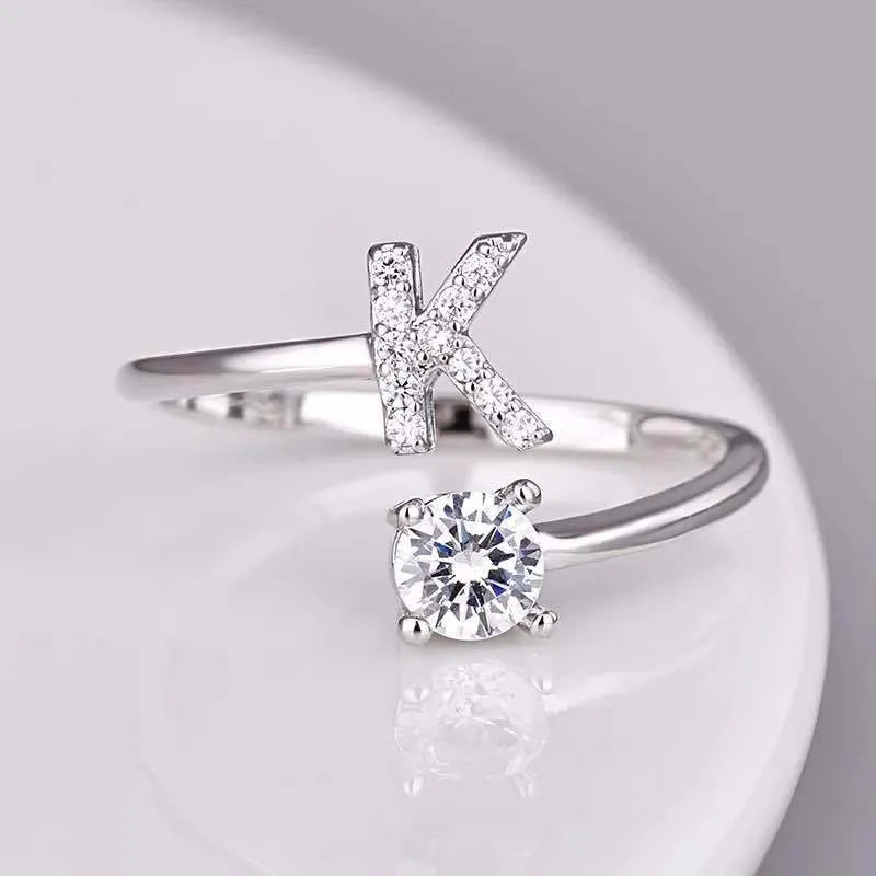 Alphabet Letter Ring | Silver | Adjustable-Silver-A-State of Style