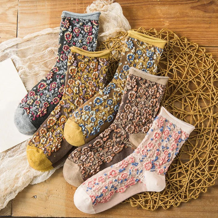 Althea Traditional Socks – Retro Ethnic Pattern with Textured Details-6-State of Style