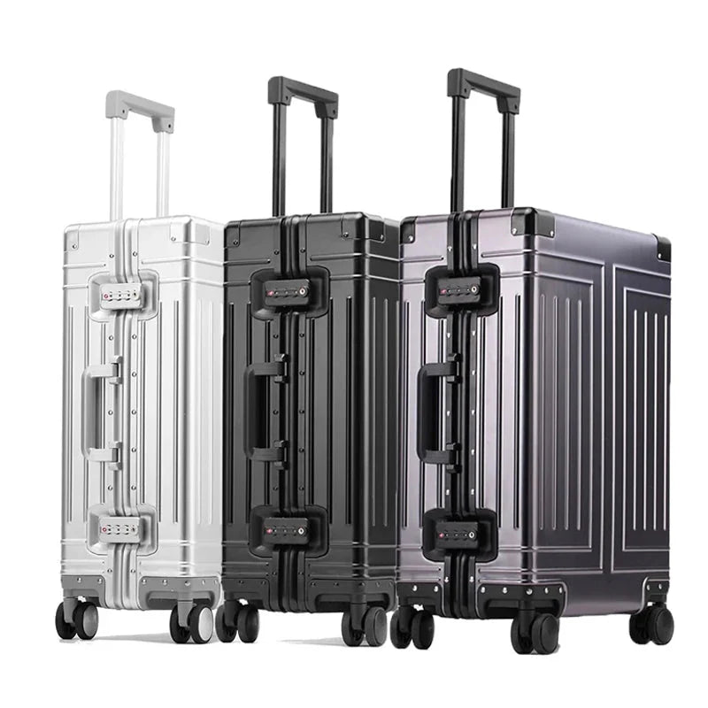 Aluminium frame hard shell suitcase – Valletta-Silver-S (42 L)-State of Style