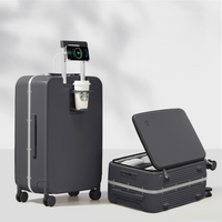 Aluminium frame hard shell suitcase with USB port – Turin-Gray-S (42 L)-State of Style