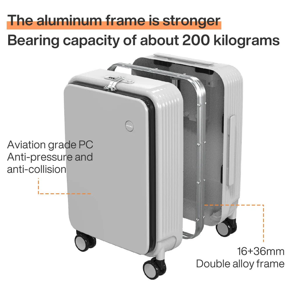 Aluminium frame hard shell suitcase with USB port – Turin-Yellow-S (42 L)-State of Style