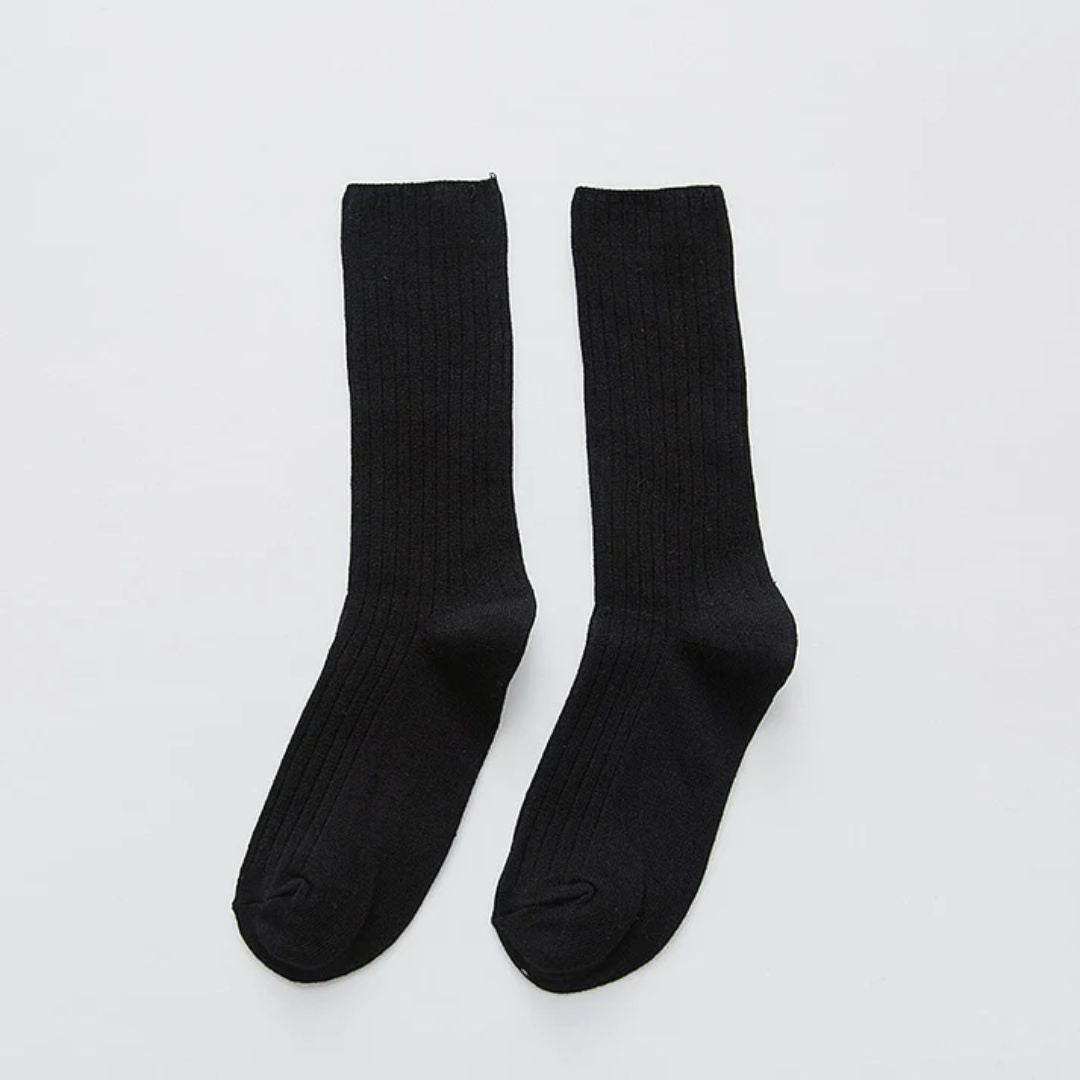 Amarah Traditional Socks – Classic Cotton Crew Socks with Vintage Style-Black-State of Style