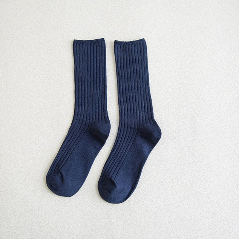 Amarah Traditional Socks – Classic Cotton Crew Socks with Vintage Style-Blue-State of Style
