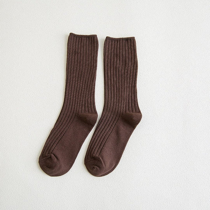 Amarah Traditional Socks – Classic Cotton Crew Socks with Vintage Style-Brown-State of Style