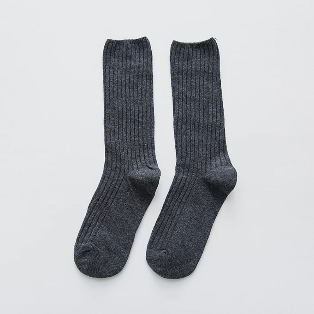 Amarah Traditional Socks – Classic Cotton Crew Socks with Vintage Style-Dark Grey-State of Style