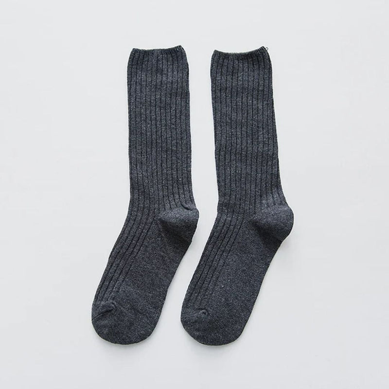 Amarah Traditional Socks – Classic Cotton Crew Socks with Vintage Style-Dark Grey-State of Style