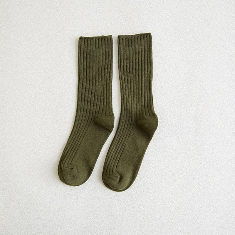 Amarah Traditional Socks – Classic Cotton Crew Socks with Vintage Style-Green-State of Style