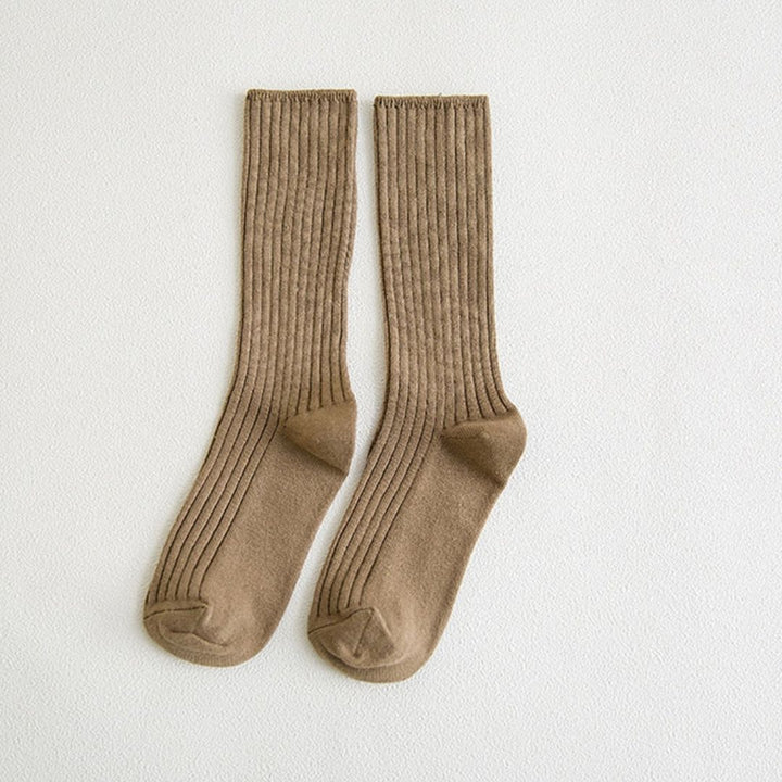 Amarah Traditional Socks – Classic Cotton Crew Socks with Vintage Style-Khaki-State of Style