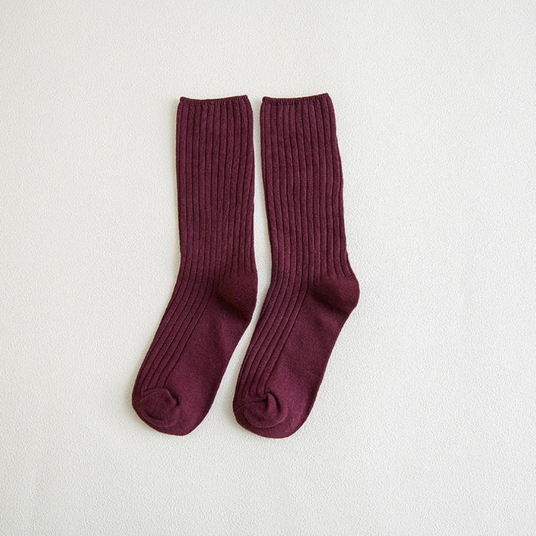 Amarah Traditional Socks – Classic Cotton Crew Socks with Vintage Style-Wine-State of Style