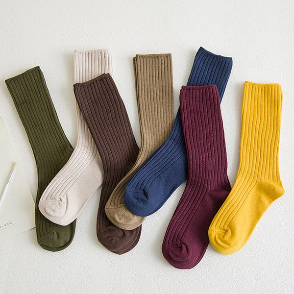 Amarah Traditional Socks – Classic Cotton Crew Socks with Vintage Style-Yellow-State of Style