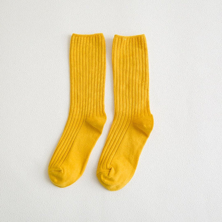 Amarah Traditional Socks – Classic Cotton Crew Socks with Vintage Style-Yellow-State of Style