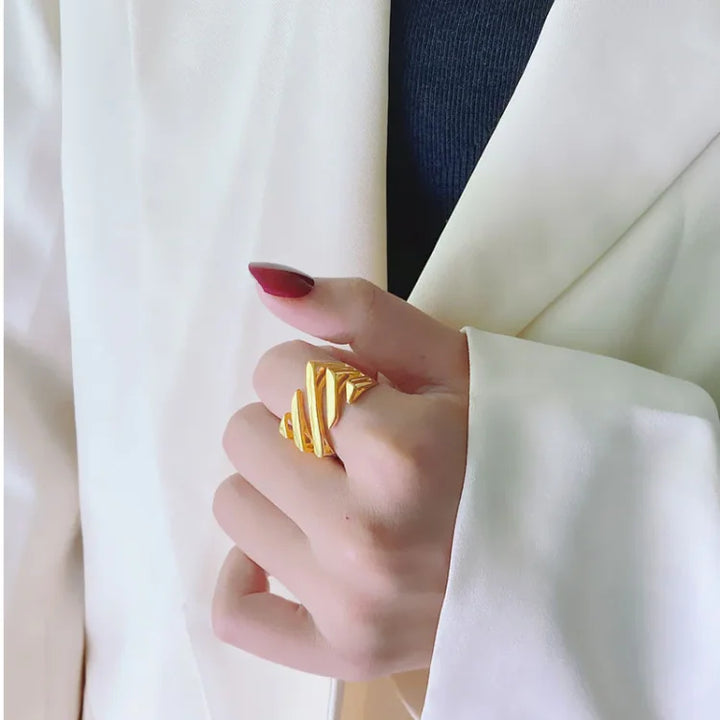 Amaris Layered Twisted Ring-Gold-5-State of Style
