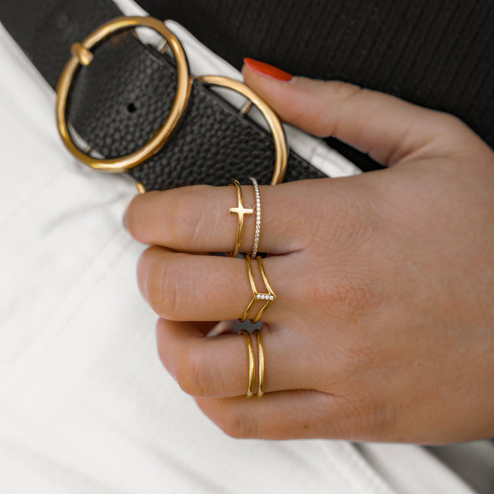 Amaya Open Double Ring-Gold-State of Style