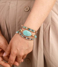 Amazonite Sea Blue Wrap Bracelet - Marina-State of Style