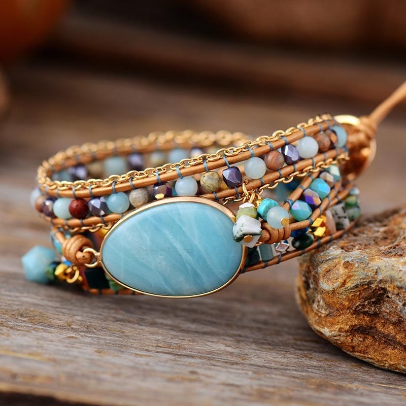 Amazonite Sea Blue Wrap Bracelet - Marina-State of Style