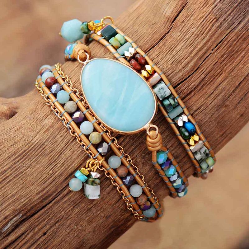 Amazonite Sea Blue Wrap Bracelet - Marina-State of Style
