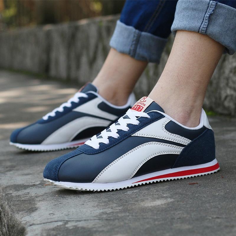 AmberSneaks – Comfortable Women's Sneakers-White and Dark Blue-6.0-State of Style