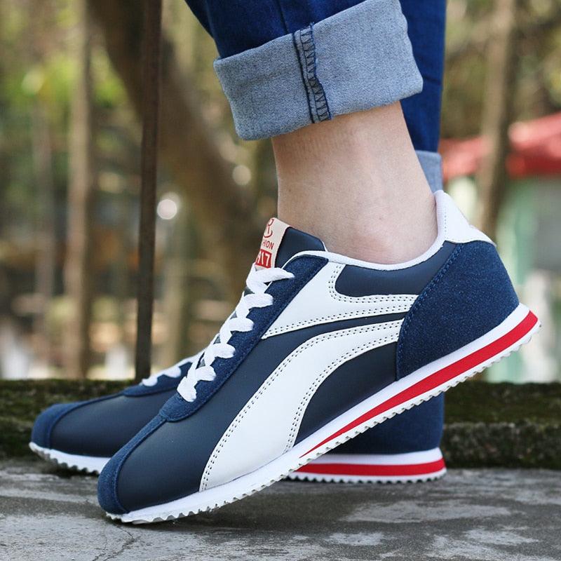 AmberSneaks – Comfortable Women's Sneakers-White and Dark Blue-6.0-State of Style