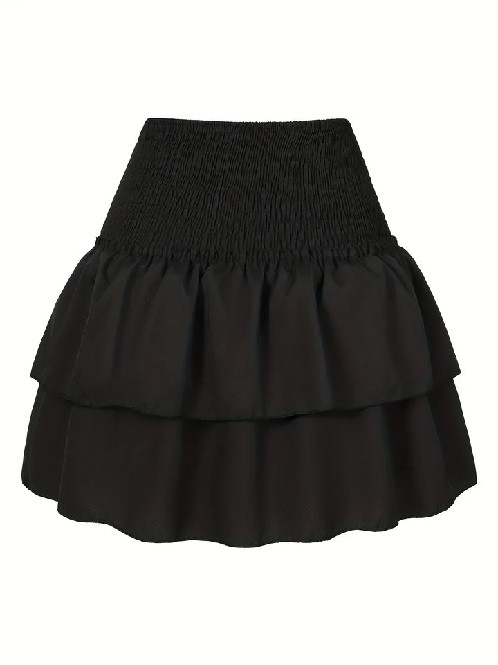 Amelia Rok | Pleated Waist | Layered Hem | Fashionable-Black-XS-State of Style