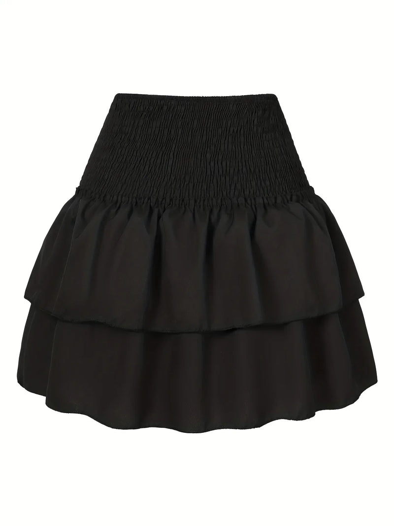 Amelia Rok | Pleated Waist | Layered Hem | Fashionable-Black-XS-State of Style