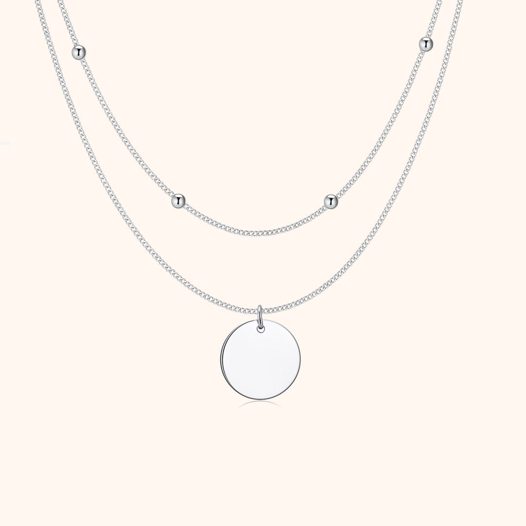Amélie Double Medallion Necklace-Silver-State of Style