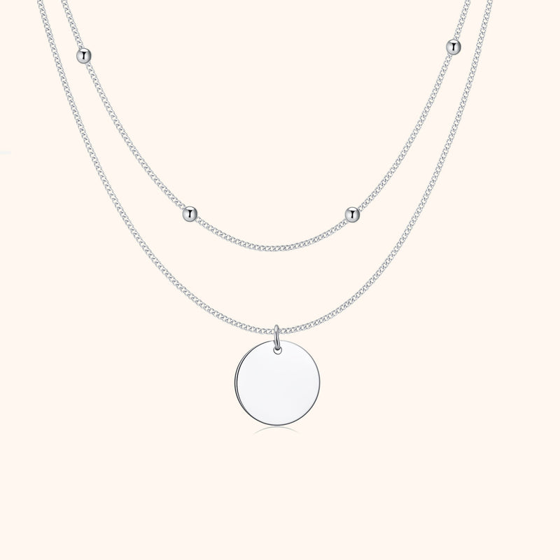 Amélie Double Medallion Necklace-Silver-State of Style