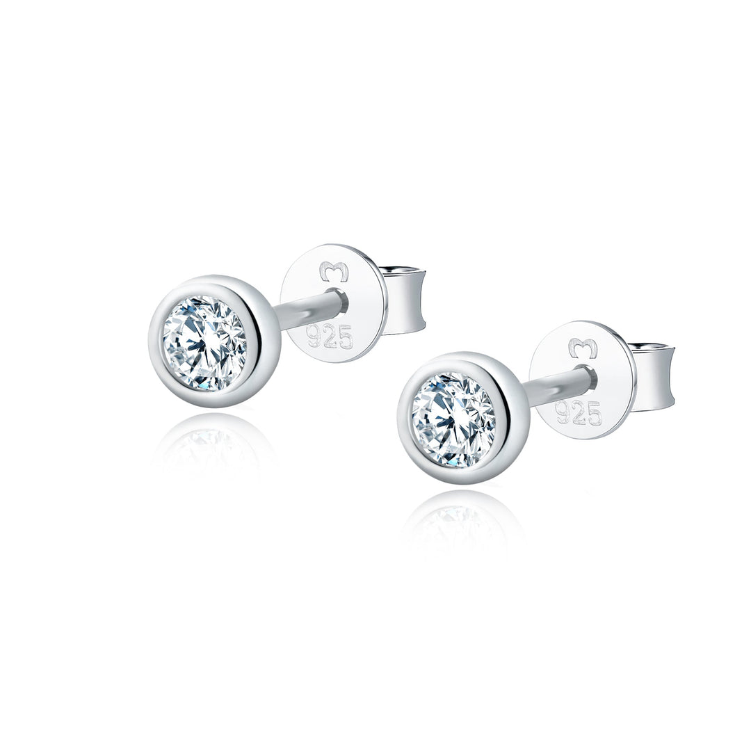 Amira Compact Circle Earrings-Silver-White-State of Style