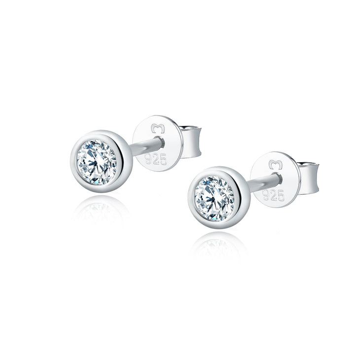 Amira Compact Circle Earrings-Silver-White-State of Style