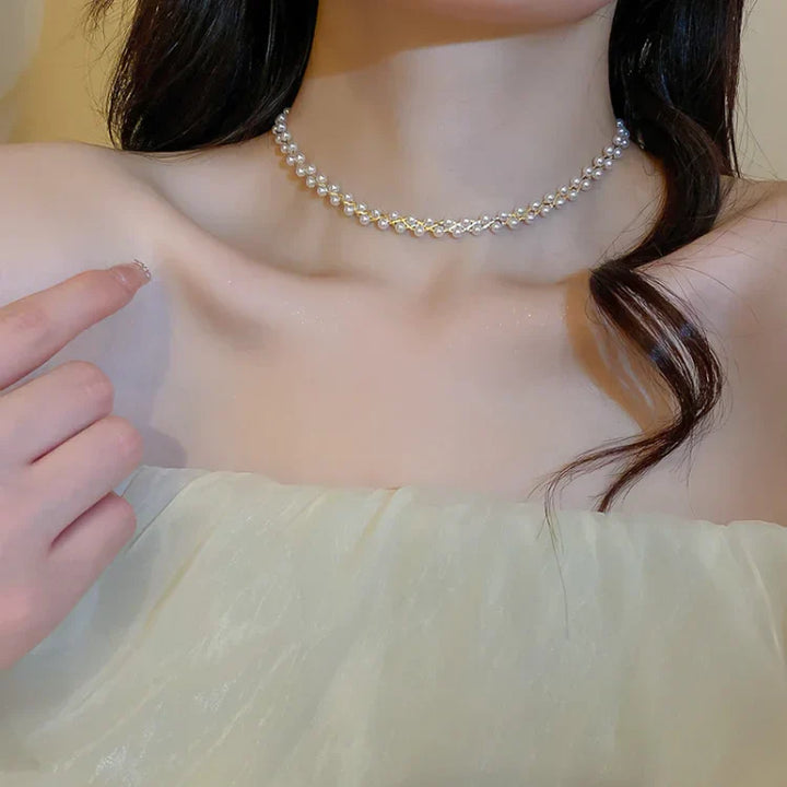 Amira Double Crystal & Pearl Necklace-Black Crystal-State of Style