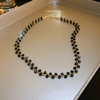 Amira Double Crystal & Pearl Necklace-Black Crystal-State of Style