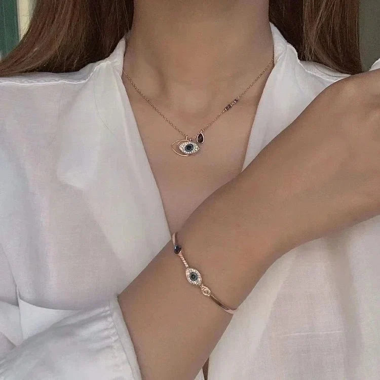 Amira Evil Eye Necklace and Bracelet Set-Set-State of Style