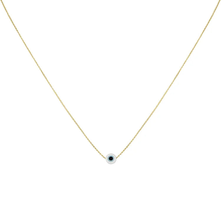 Amira Glossy Nazar Necklace-White-Gold-State of Style