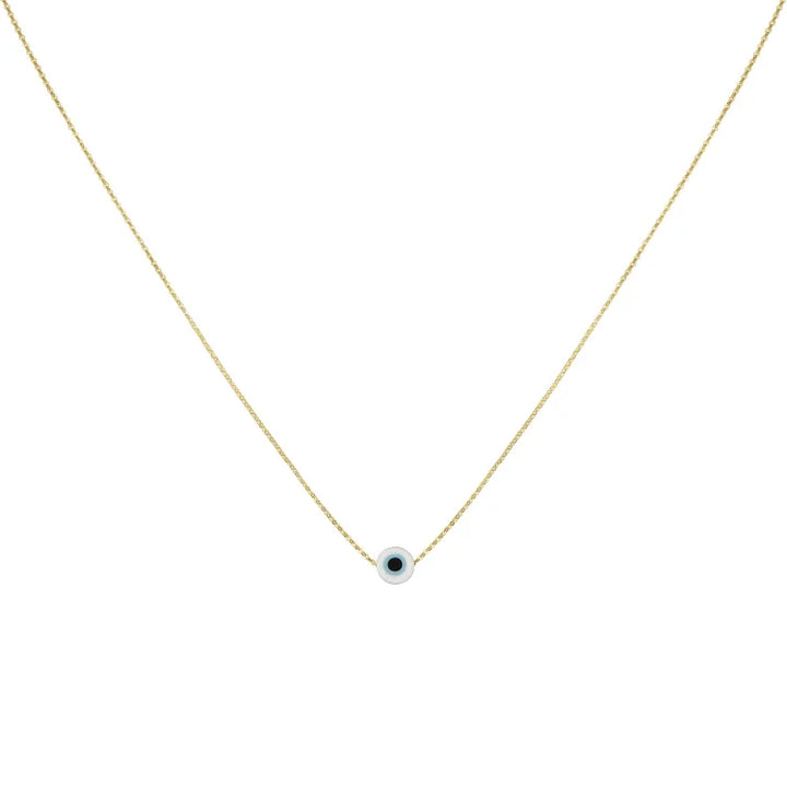 Amira Glossy Nazar Necklace-White-Gold-State of Style
