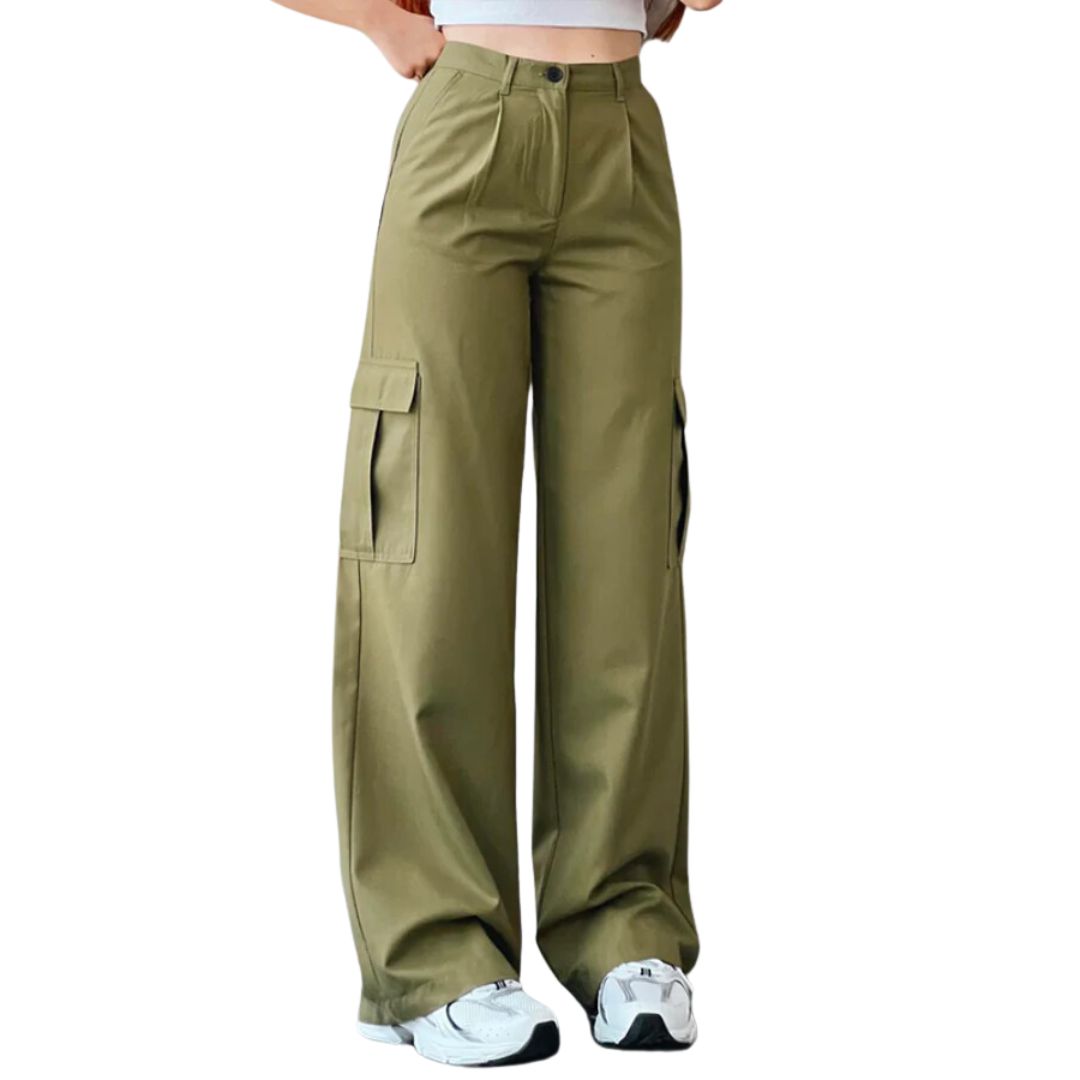 Amy Elegant Cargo Pants-Olive-S-State of Style