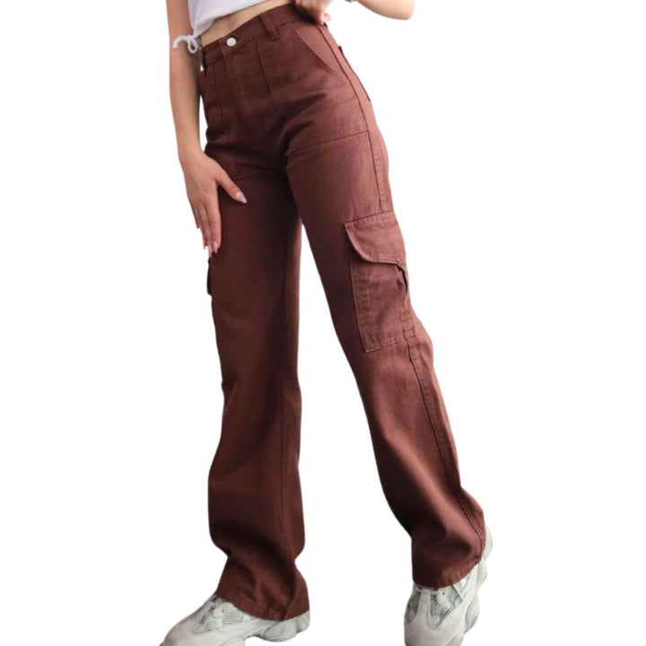 Amy Elegant Cargo Pants-Red Brown-S-State of Style
