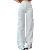 Amy Elegant Cargo Pants-White-S-State of Style