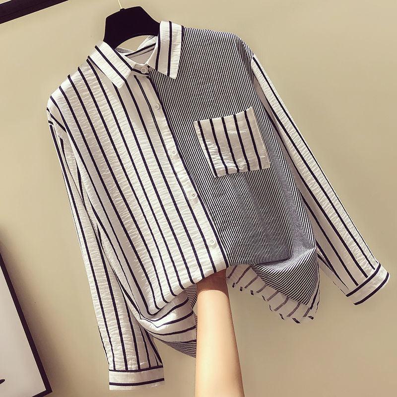 AnasBlouse | Women's Pinstripe Blouse-Grey-S-State of Style