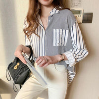 AnasBlouse | Women's Pinstripe Blouse-Grey-S-State of Style
