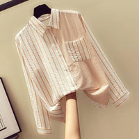AnasBlouse | Women's Pinstripe Blouse-Pink-S-State of Style